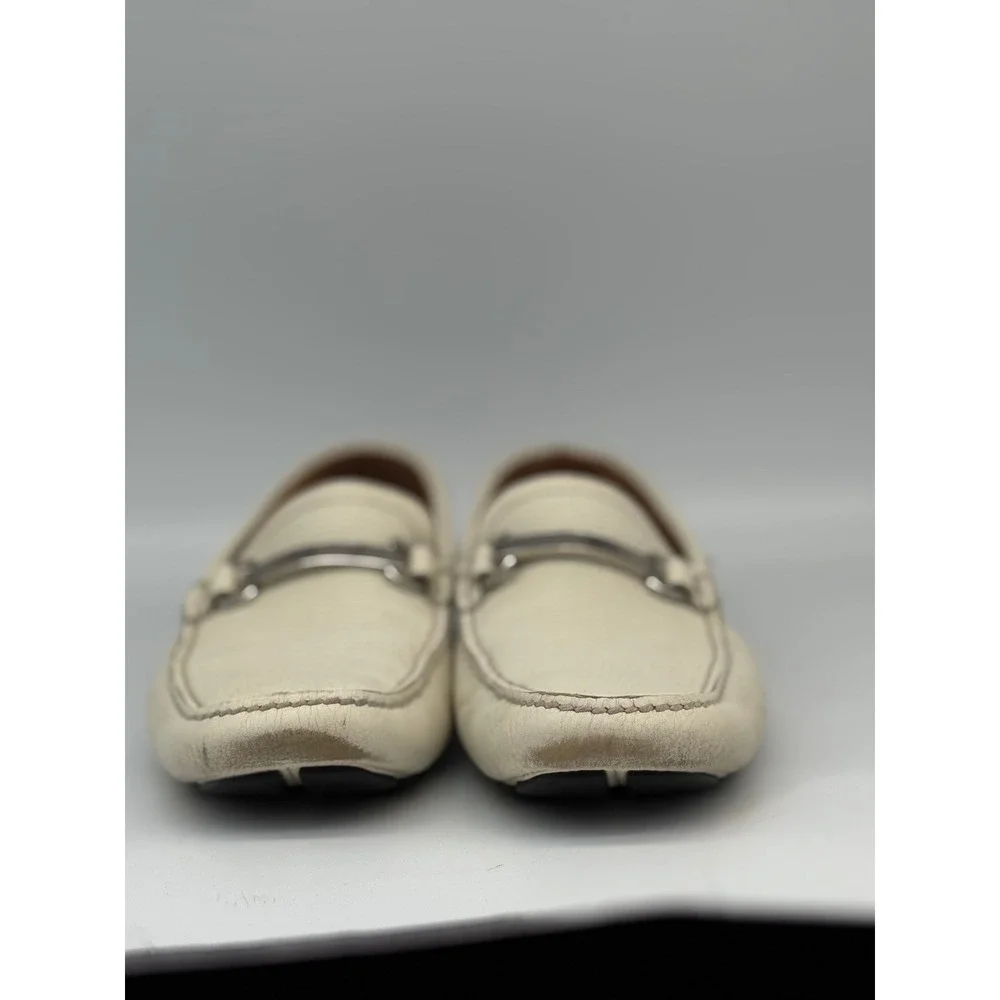 Authentic Prada White Pebbled Leather Driving Loafers Moccasins Men's UK 7 US8